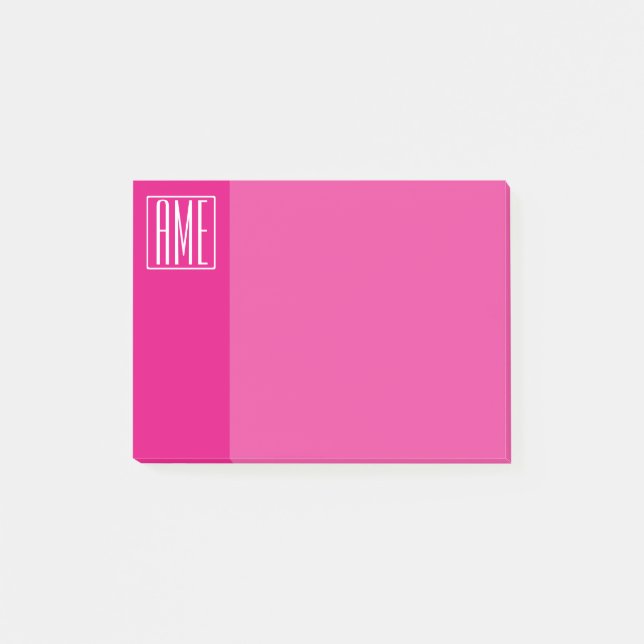 3 Initials Monogram | White On Hot Pink Post-it Notes (Front)