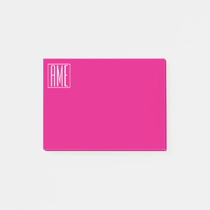 3 Initials Monogram   White On Hot Pink Post-it Notes