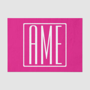 3 Initials Monogram   White On Hot Pink Tissue Paper