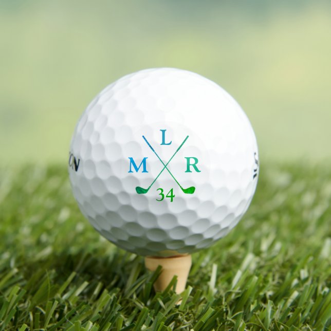3 Initials Personalised Cool Monogram Golf Balls (Insitu Tee)