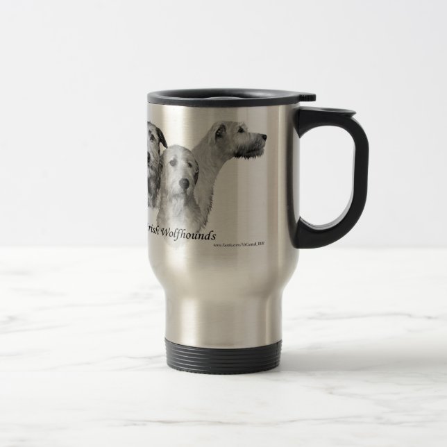 3 Irish Wolfhound heads Travel Mug (Right)