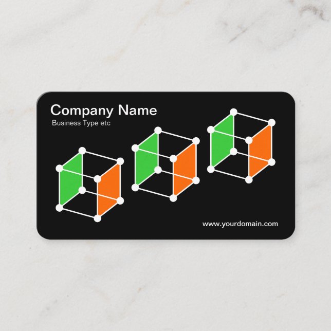 3 Isometric Cubes v2 -  Black/White Business Card (Front)