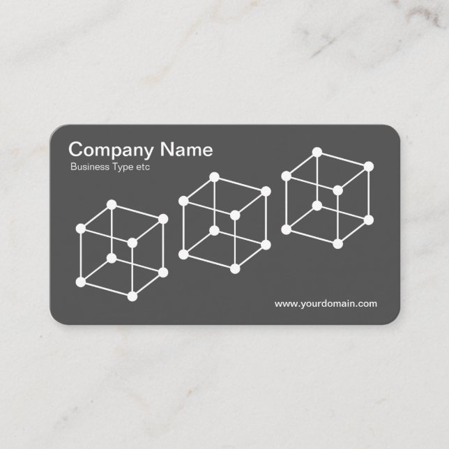 3 Isometric Cubes - White on Grey Business Card (Front)