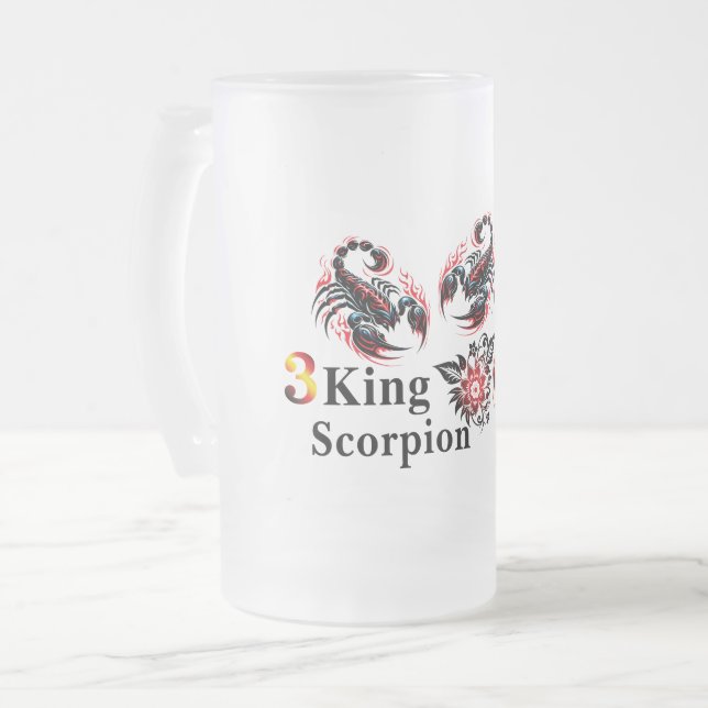 3 King Sporpion Beer Glass Frosted Glass Beer Mug (Front Left)