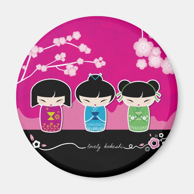 3 Kokeshi magnet (Front)