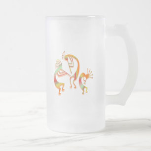 3 Kokopelli #51 Frosted Glass Beer Mug