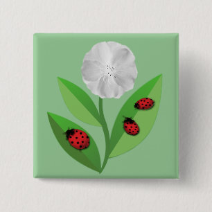 3 Ladybugs 15 Cm Square Badge
