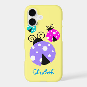 3 Ladybugs in Purple Pink and Blue Personalised