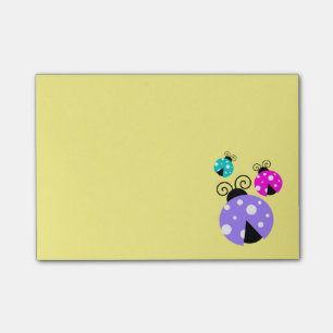 3 Ladybugs in Purple Pink and Blue Post-it Notes