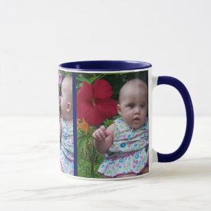 3 Large Photos Blue Background Easy Upload Gift Mug
