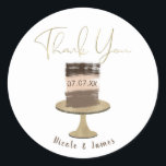 3 Layer Cake Modern Elegant Rustic Bridal Shower  Classic Round Sticker<br><div class="desc">Customise with any text or leave blank.</div>