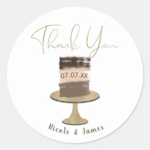3 Layer Cake Modern Elegant Rustic Bridal Shower  Classic Round Sticker