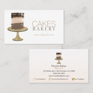 3 Layer Cake Modern Rustic Wedding Bakery Cakes Business Card