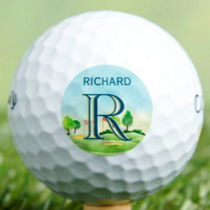 3 Layered Custom Monogram Golf Course First Name   Balls