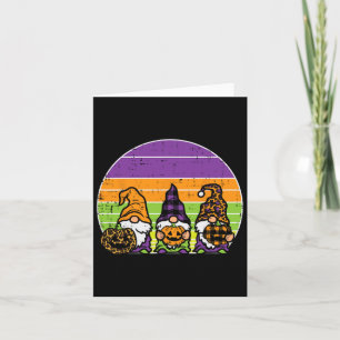 3 Leopard Plaid Gnomes Pumpkin Retro Halloween Cos Card