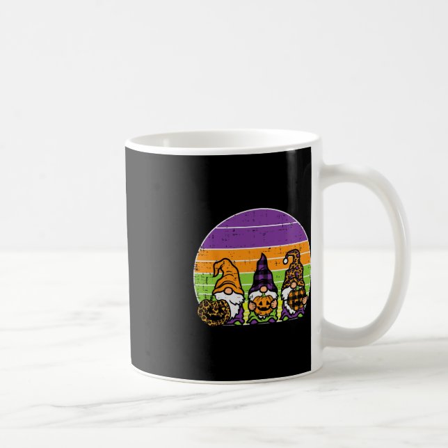 3 Leopard Plaid Gnomes Pumpkin Retro Halloween Cos Coffee Mug (Right)