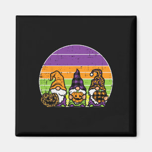3 Leopard Plaid Gnomes Pumpkin Retro Halloween Cos Magnet