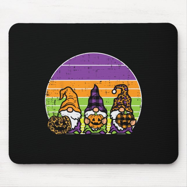 3 Leopard Plaid Gnomes Pumpkin Retro Halloween Cos Mouse Mat (Front)