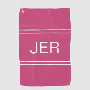 3 Letter Initials Monogram Hot Pink Golfer's Best Golf Towel