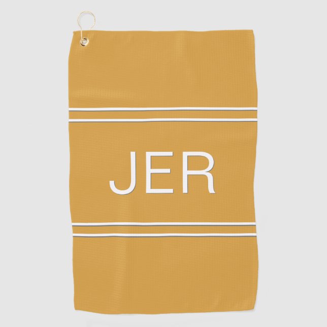 3 Letter Initials Monogram Yellow Golfer's Best Golf Towel (Front)
