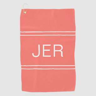 3 Letter Initials Monogrammed Coral Golfer's Best Golf Towel