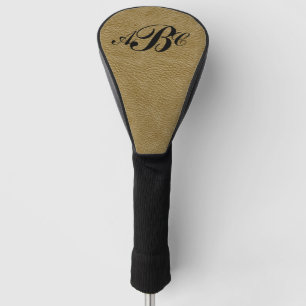3 Letter Monogram Initial Beige Brown Leather Look Golf Head Cover