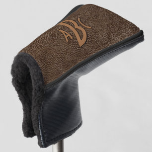3 Letter Monogram Initial Beige Brown Leather Look Golf Head Cover
