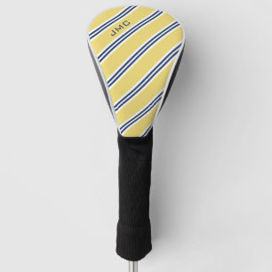3-Letter Monogram Yellow and Blue Stripes Golf Head Cover