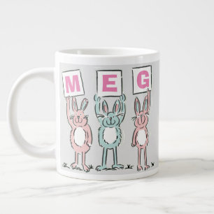 3 Letter Name Fun Rabbits Design Large Coffee Mug