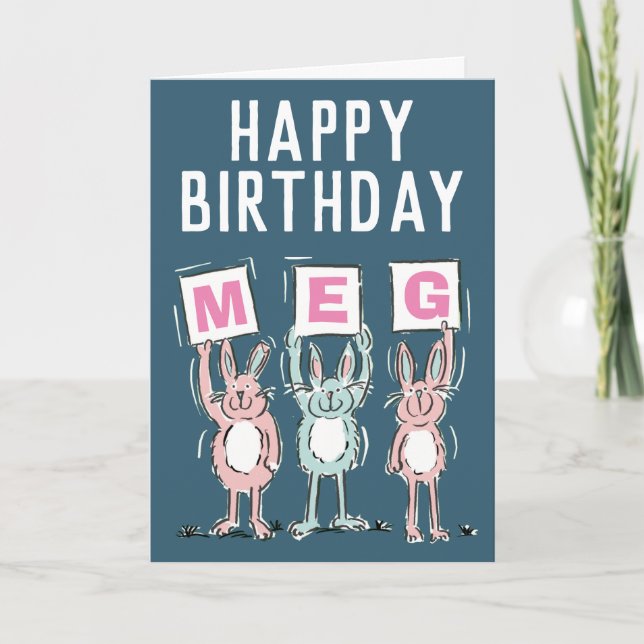 3 Letter Name Happy Birthday Card (Front)