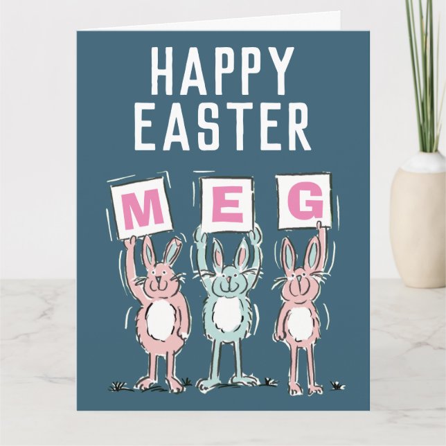3 Letter Name Happy Easter Card (Front)