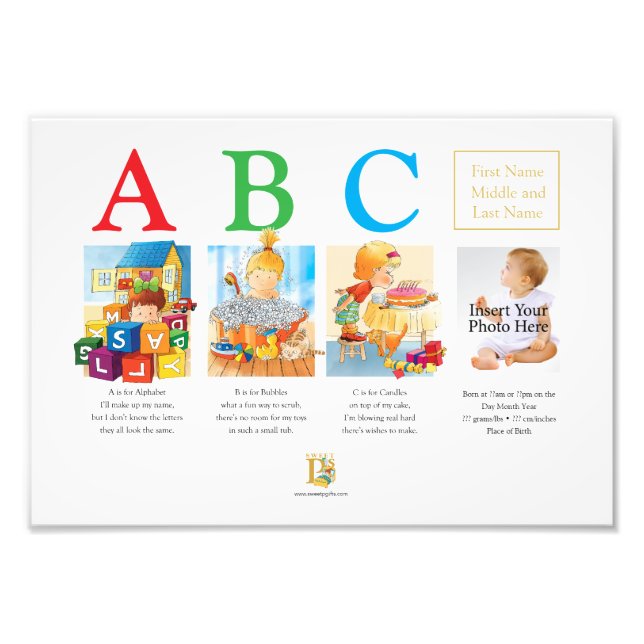 3 LETTER NAME POSTER + birth details + photo (Front)