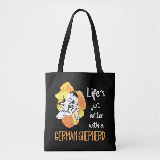 3 Life's Just Better With A German Shepherd Tote Bag (Front)