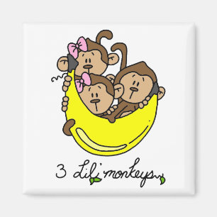 3 Li'l Monkeys Tshirts and Gifts Magnet