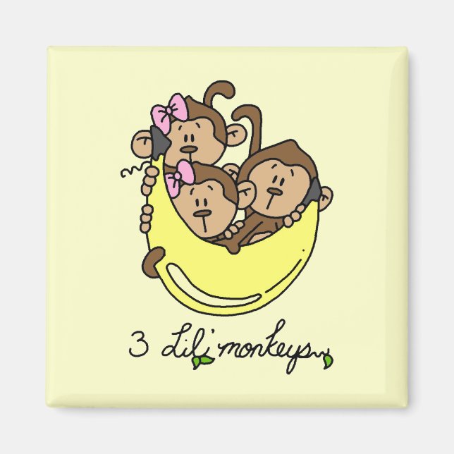 3 Li'l Monkeys Tshirts and Gifts Magnet (Front)