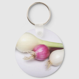 3 lila und weisse Zwiebeln Key Ring