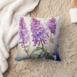 3 lilac watercolor style throw pillow