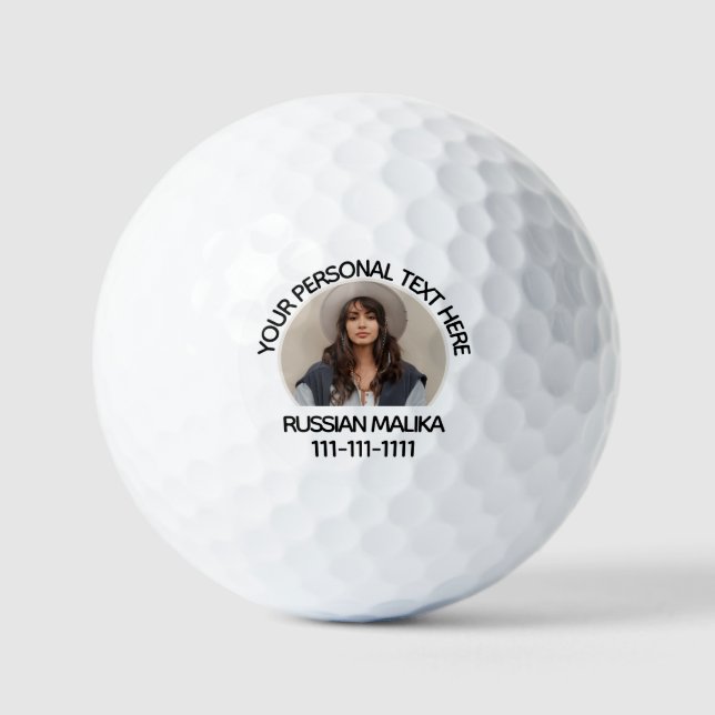 3 Line Text Photo Personal Design Golf Balls (Front)