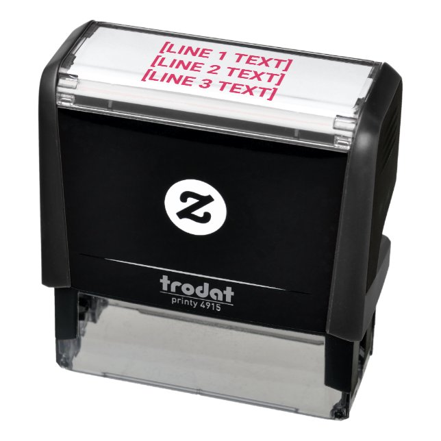 3 Lines Red Text Custom Self-inking Stamp (Product)