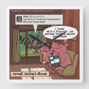 3 Little But Social Media Savvy Little Pigs Clock
