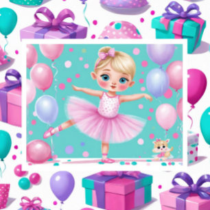3 Little Girl Ballerina Coordinating Giftwrap Wrapping Paper Sheet