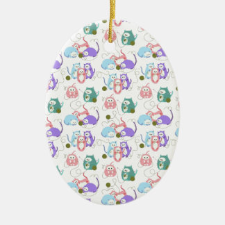 3 Little Kittens Knitting! Ceramic Tree Decoration