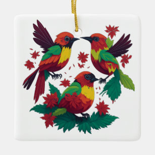 3 Little Reggae Birds Ceramic Ornament