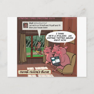 3 Little Social Media Savvy Pigs Postcard