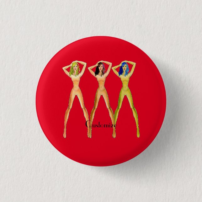 3 long-legged Ladies Standing Thunder_Cove 3 Cm Round Badge (Front)