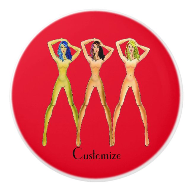 3 long-legged Ladies Standing Thunder_Cove   Ceramic Knob (Front)