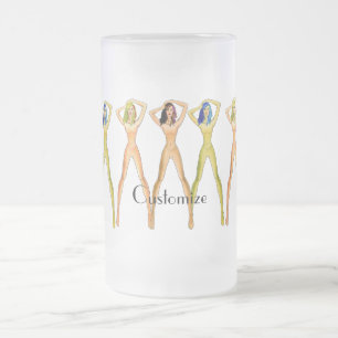 3 long-legged Ladies Standing Thunder_Cove Frosted Glass Beer Mug