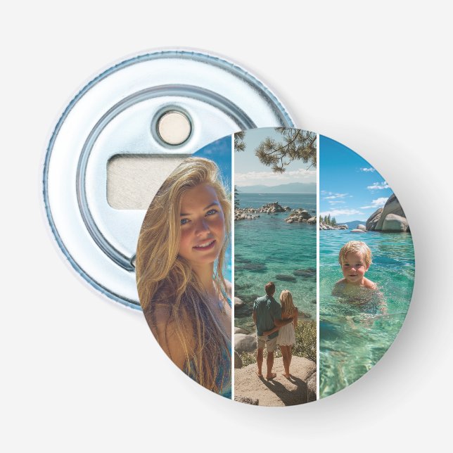 3 Long Vertical Strip Boho Photo Bottle Opener (Front)