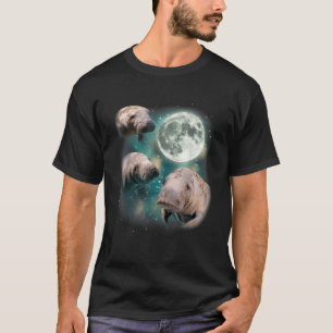 3 Manatee Moon Three Funny Sea Cows Howl At Moon M T-Shirt