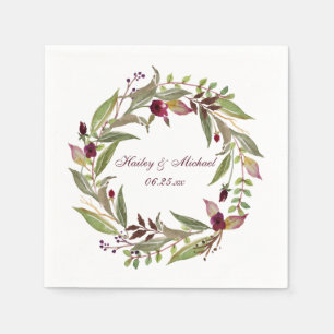 #3 Marsala Burgundy White Roses Napkin